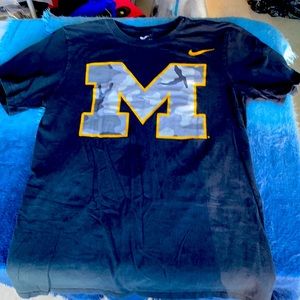Michigan Black tshirt with the M in camouflage
